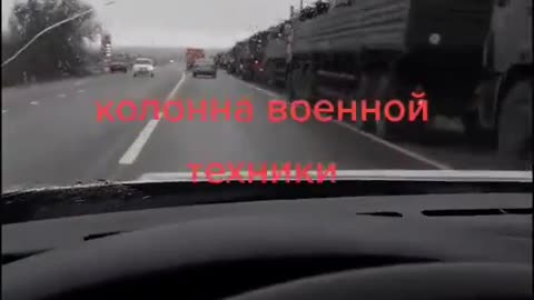 Russian military convoy at Morozovsk, Rostov advances towards the border with Ukraine.