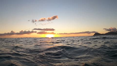 Oahu, Hawaii Sunset from the ocean surface