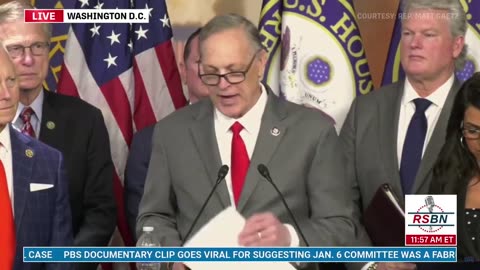 Rep Andy Biggs reads Trump's statements during Jan. 6 calling for protestors to "STAY PEACEFUL"