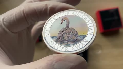 2023 Perth Mint Australia, The Australian Silver Swan : White Swan with Backside Visible 1oz Coin.