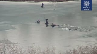 Police save four who fell through ice in Ukraine