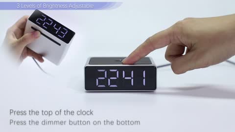 Digital Alarm Clock with Qi Wireless Charger