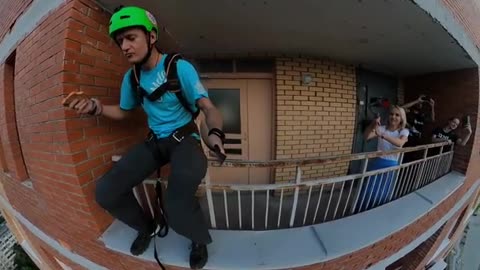 Basejump from a Residential Building while Eating