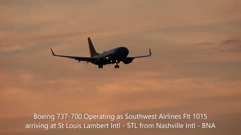 Southwest Airlines Flt 1015 arriving at St. Louis Lambert Intl