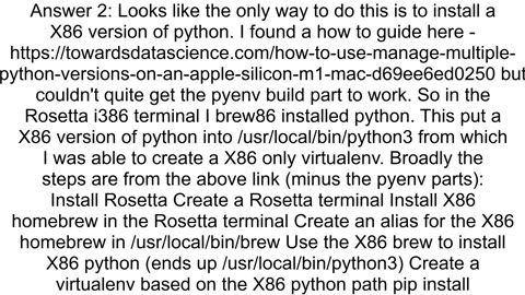 How to run Python as X86 with Rosetta2 on ARM MacOS machine