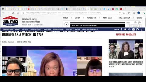 Joy Reid claims the US was formed with with witch burnings