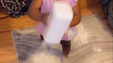 Curious Toddler Makes a Baby Powder Mess