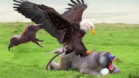 Eagles Too Dangerous Catch Baby Warthog, Daring Baboon Herd