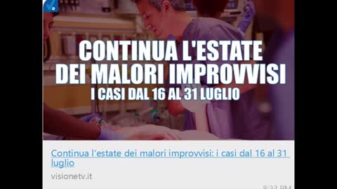 L'estate dei malori: 420 casi di decessi in un mese, tutti vaccinati!