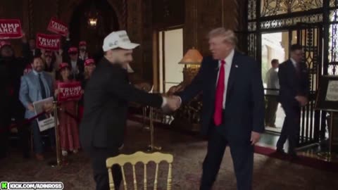 Donald Trump walks into Adin Ross' stream on Kick to 50-Cent's 'Many Men.'
