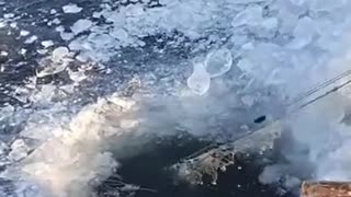 Fishing on a frozen lake