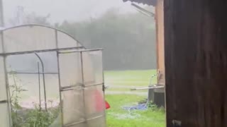 Blowing rain sweeps Kagoshima as typhoon impacts Japan