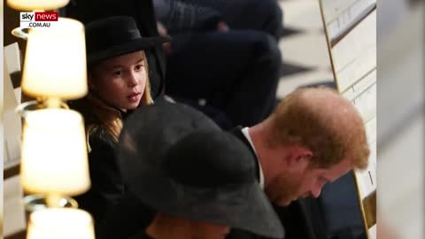 Prince Harry and Princess Charlotte share touching moment during Queen's funeral