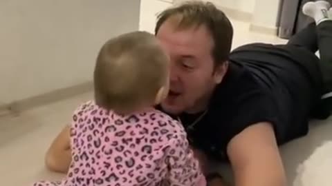 baby try to kiss father - Funniest videos