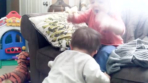 Baby Siblings Playing and Laughing Togethers