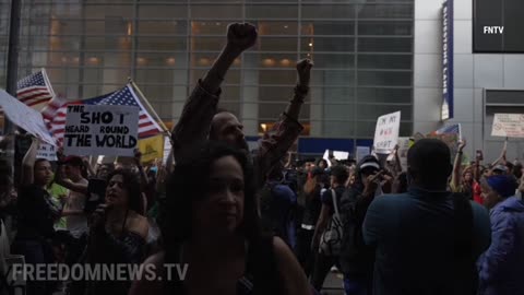 "Defund The Media" Chants outside New York Times building in NYC during Anti-mandate Protests