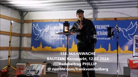 Redebeitrag PHILIPP, Wir tun es weiter - BAUTZEN, Kornmarkt, 12 02 2024, 158. MAHNWACHE 🕊