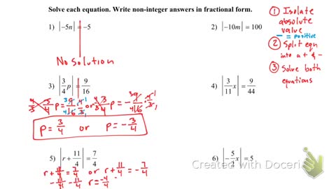 Solving Absolute value equations
