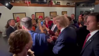 Trump stops by the Front Street Pub & Eatery in Davenport, Iowa