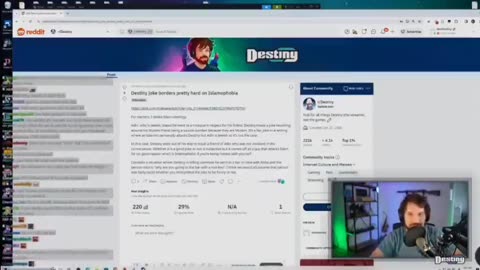 Destiny openly stating that he is Islamophobic