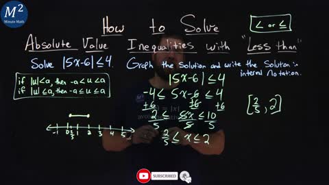 How to Solve Absolute Value Inequalities with "Less Than" | Part 2 of 2 | Minute Math