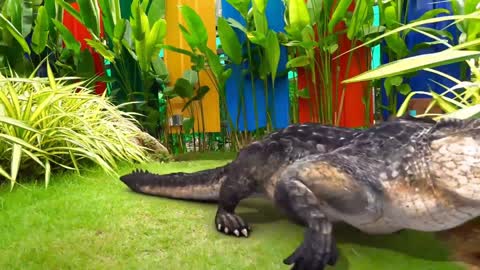 Funny Kids & Giant Crocodile! Family Fun video For baby...😊😊😊