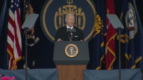 Biden Whispers Into The Microphone At Naval Academy Graduation Ceremony