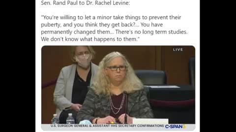 Senator Rand Paul DESTROYS Bat Shit Crazy Dr. Rachel Levine Over Hormone Therapy to 3-Year-Olds