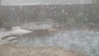 Hail Storm Batters Backyard Pool