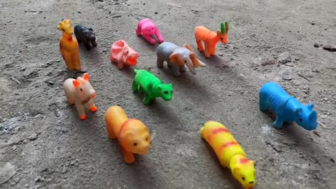 Toy animals attacked mini police car | Animals Vidio | Carton Animals | Animals for kids
