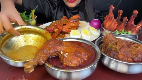 ASMR EATING SPICY CHICKEN CURRY,PRAWNS CURRY,MUTTON CURRY,CHICKEN LEG FRY,CHICKEN NECK CURRY