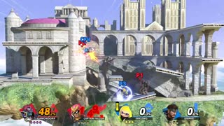 Ganondorf and Captain Falcon vs Inkling and Snake on Temple (Super Smash Bros Ultimate)