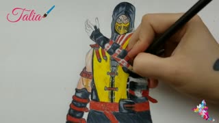 Drawing Scorpion mortal Kombat with Prismacolor