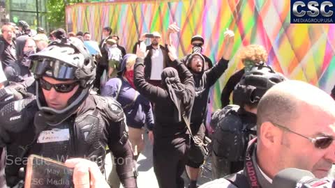 AntiFa Puts Hand On Pistol At #MarchAgainstSharia Seattle