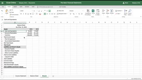 Excel Tutorial How to Make a Balance Sheet