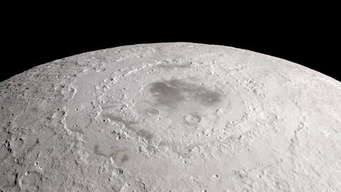 Wide view of Orientale Basin, one of the largest visible impacts on the moon's surface.