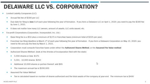 Delaware LLC vs. Corporation Filing Fees and Deadlines. What Are the Differences?