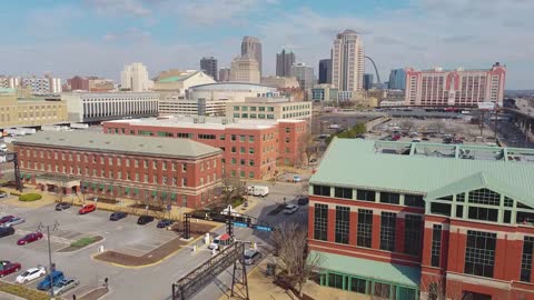 Drone footage from NewsTalk STL downtown St. Louis