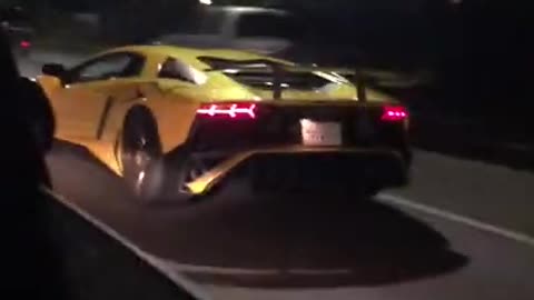 Lamborghini speeding hard