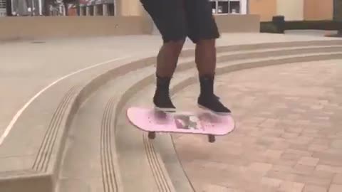 Pink board stairs head slam