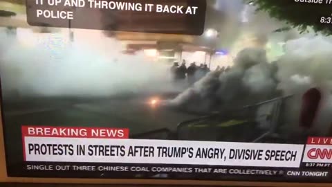 Aug 22 2017 Phoenix, AZ 1.7.0 Antifa riot during the later part of the president's speech police try to clear them out before the end of the speech