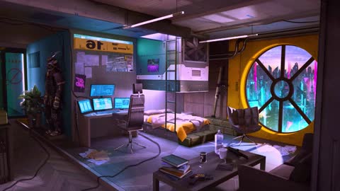 Cyberpunk futurist room - No Copyrights