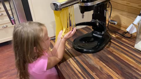 Teach them Young, making homemade noodles with MoMo on Weise Farms