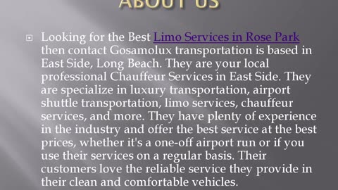 Best Limo Services in Rose Park