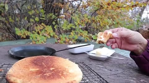 Bannock Baked On The Fire! 🔥 Native Canadian Cree Bannock Recipe 🇨🇦 Our first cooking video 😂