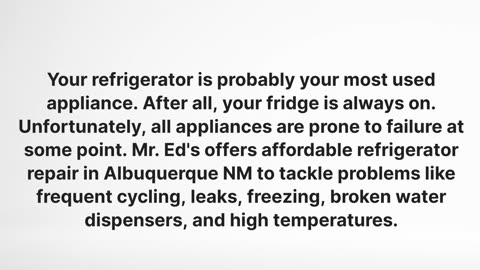 Mr. Eds Refrigerator Repair in Albuquerque, NM | 87114