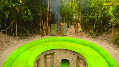 Forest guys Build Underground House Water Slide To Tunnel Underground Swimming Pools For hiding