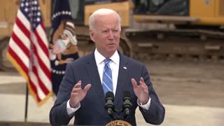Biden falsely claims he's in a room. He's not. He's outside.