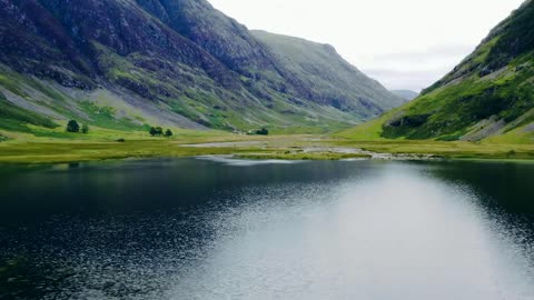 Aerial Drone Shot of Glen Coe's Loch Achtriochtan