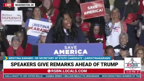 Kristina Karamo Full Speech at President Trump Rally in Washington, MI
